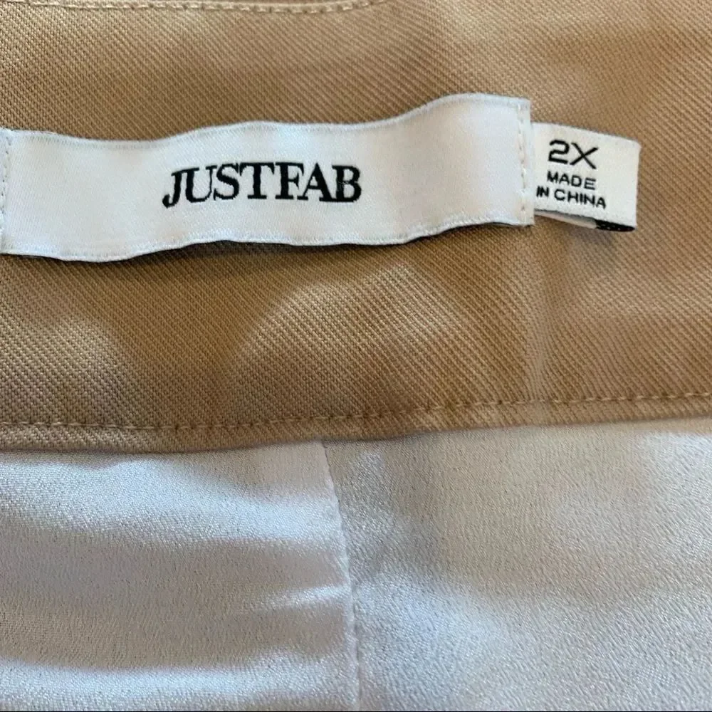 JustFab Khaki Lined Belted Shorts Size 2X